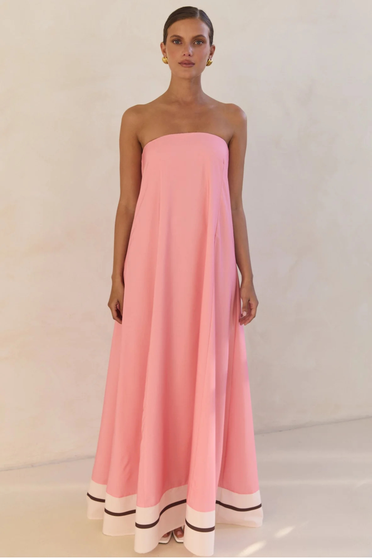 Pink Striped Bandeau Dress