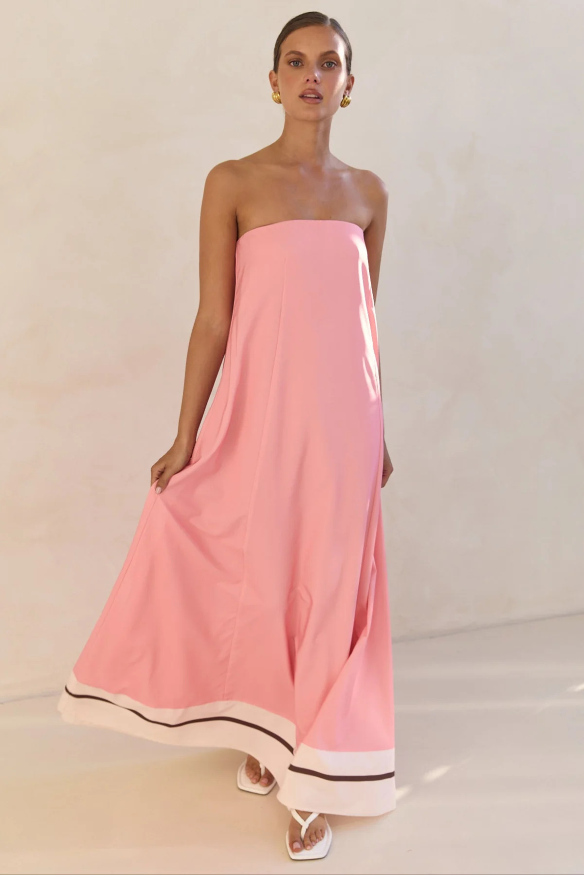 Pink Striped Bandeau Dress