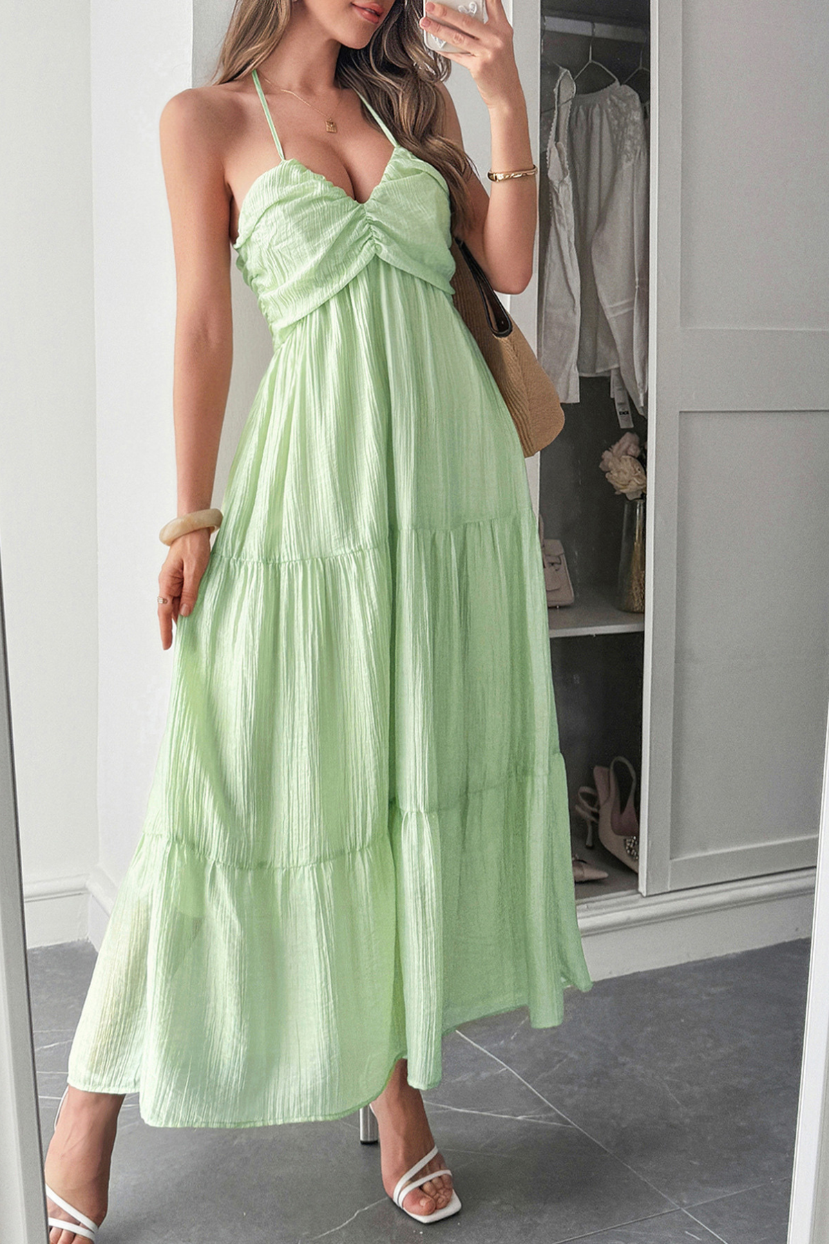 Seaside Halter Vacation Maxi Dress