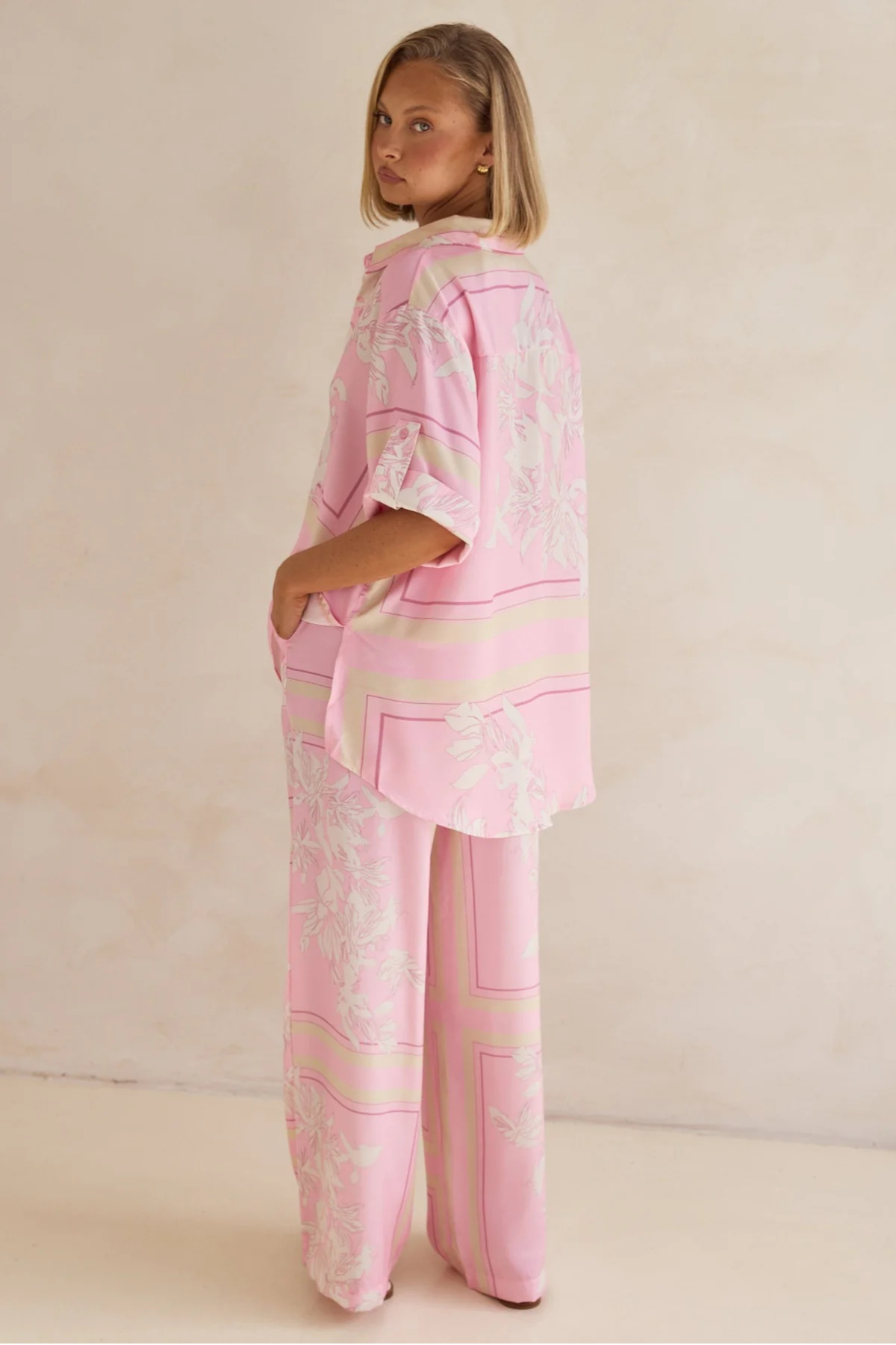 Striped Floral Button-Up Set