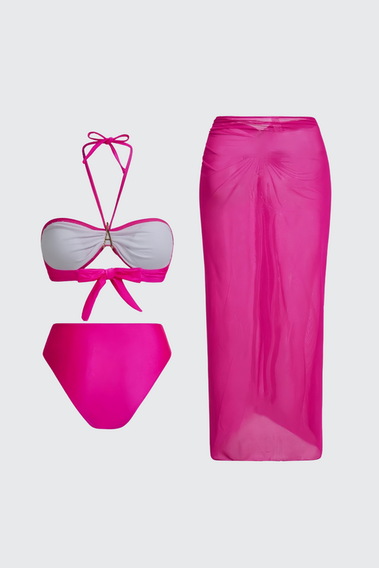 Boho Asymmetric Ruched Bikini Set