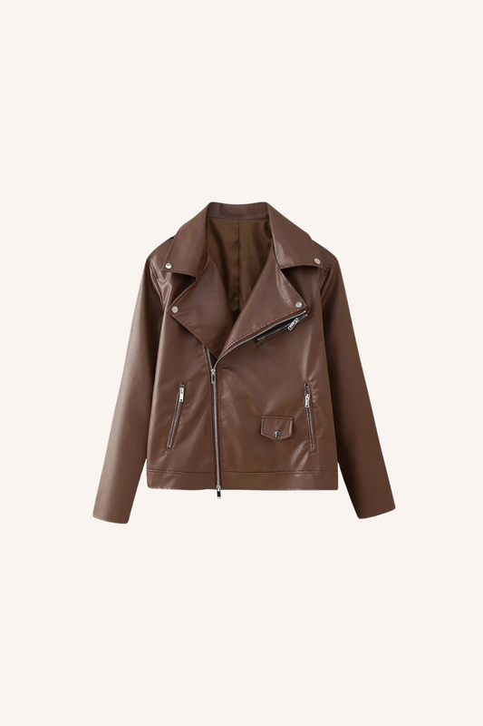 Faux Leather Jacket with Pockets