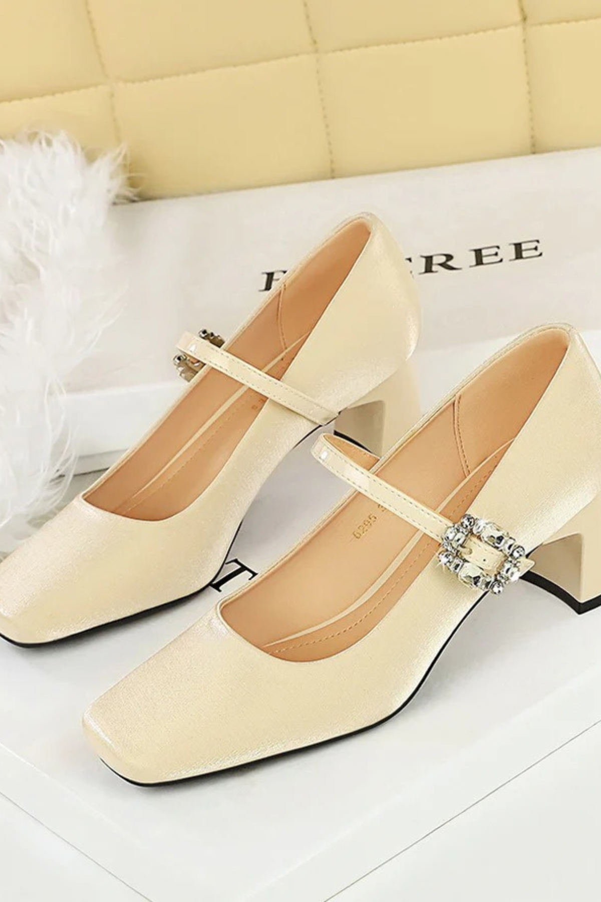 Rhinestone Mary Jane Chunky Heel Pumps