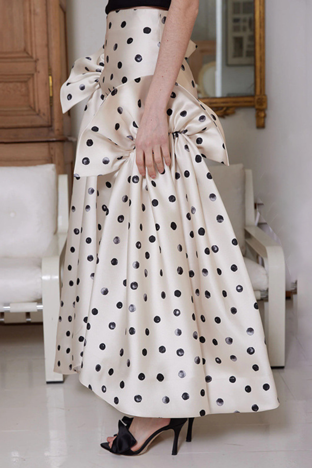 Polka Dot Asymmetric Maxi Skirt