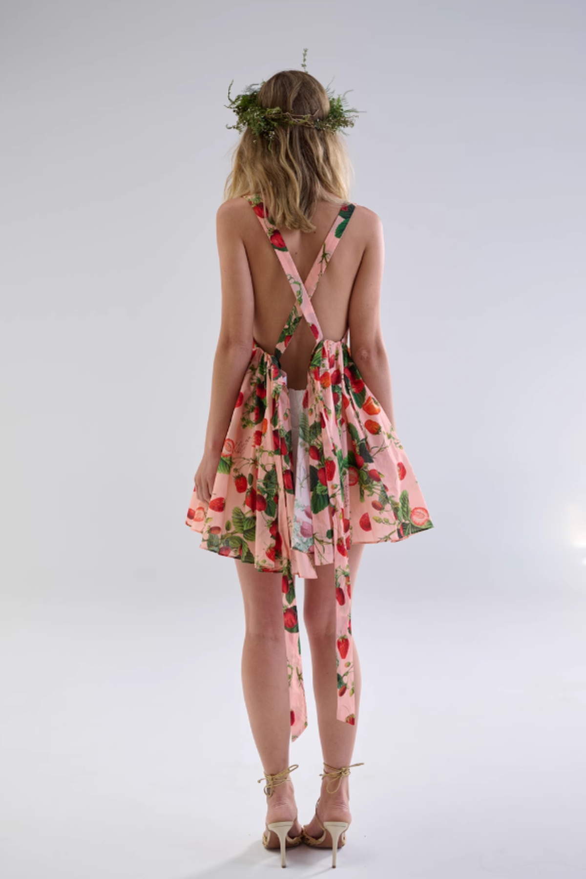 Strawberry Backless Tie Dress