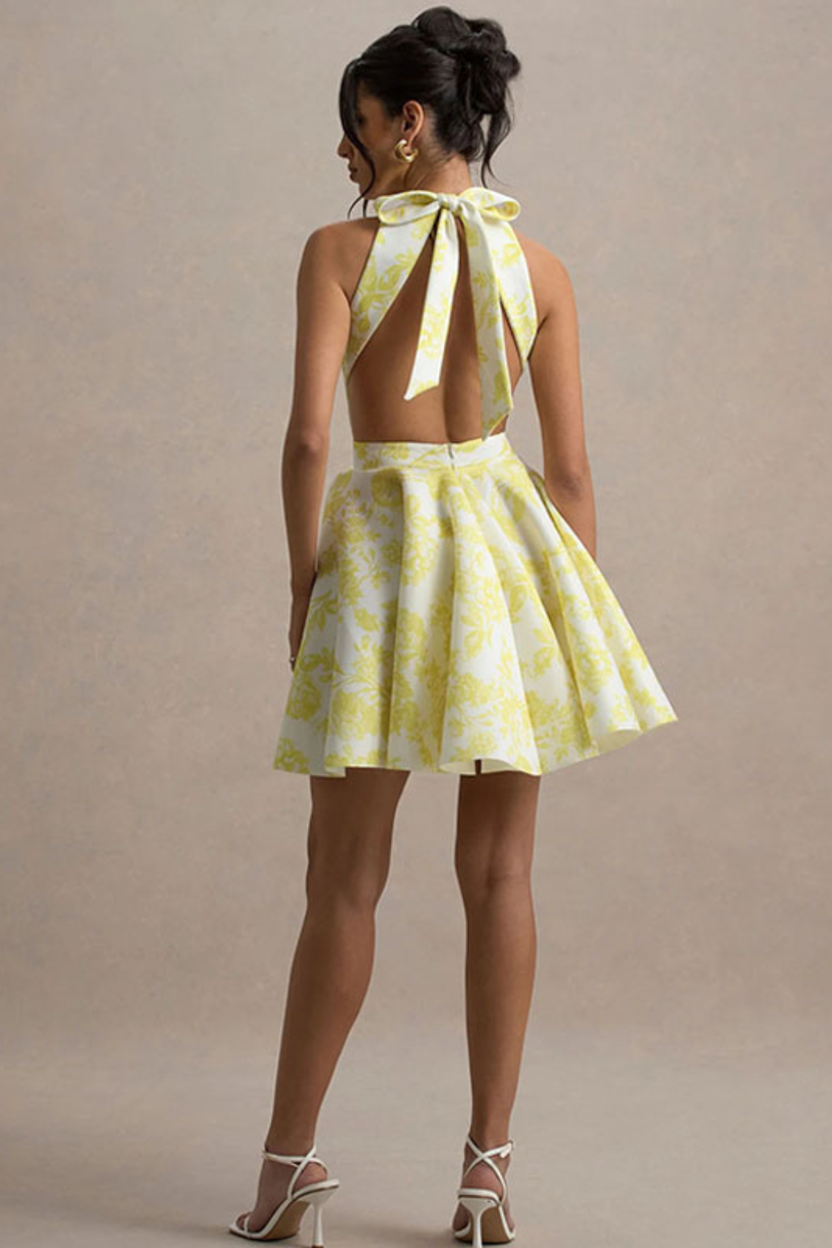High Waist Elegant Floral Mini Dress