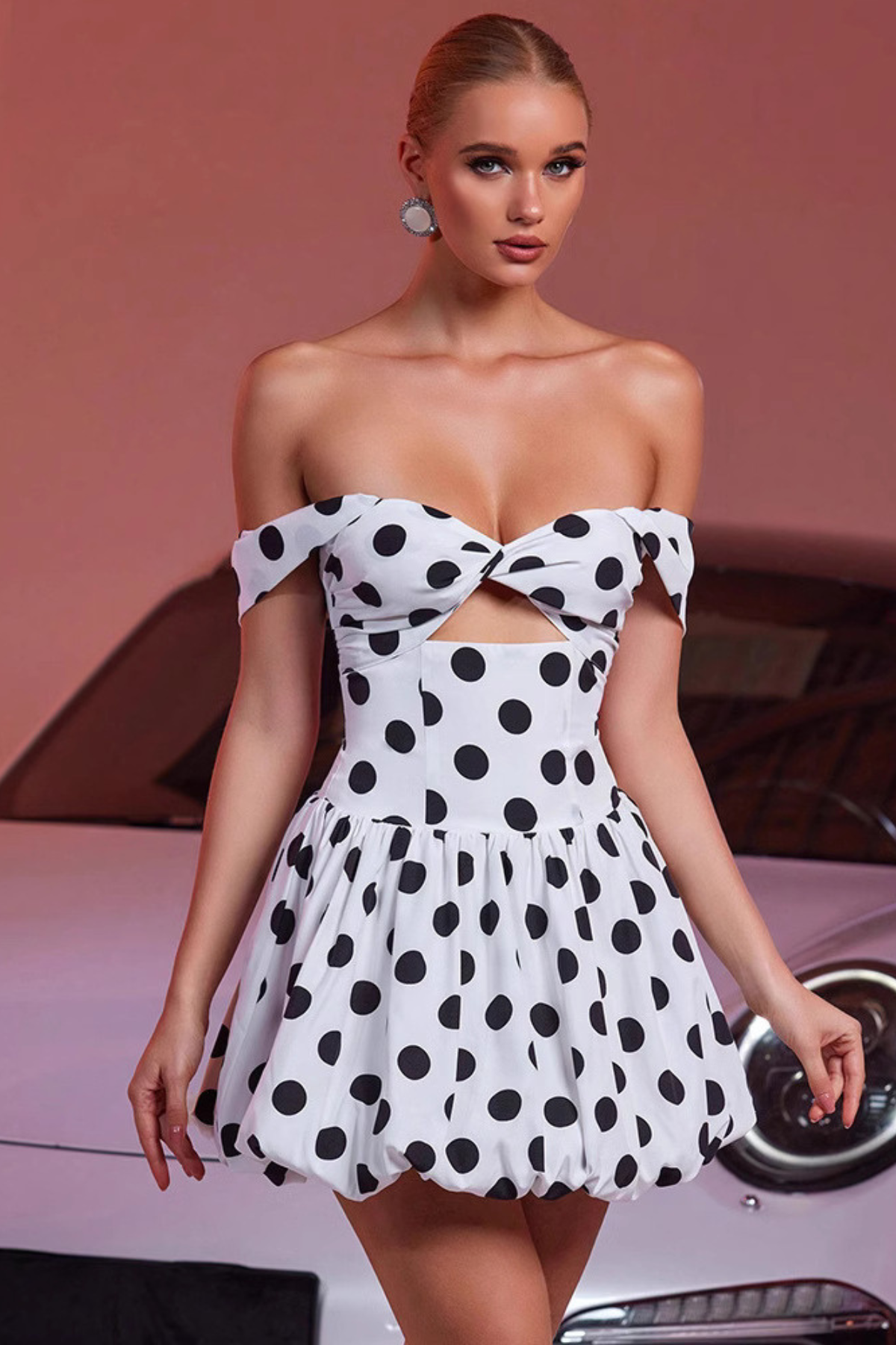 Twisted Affection Polka Dot Mini Dress