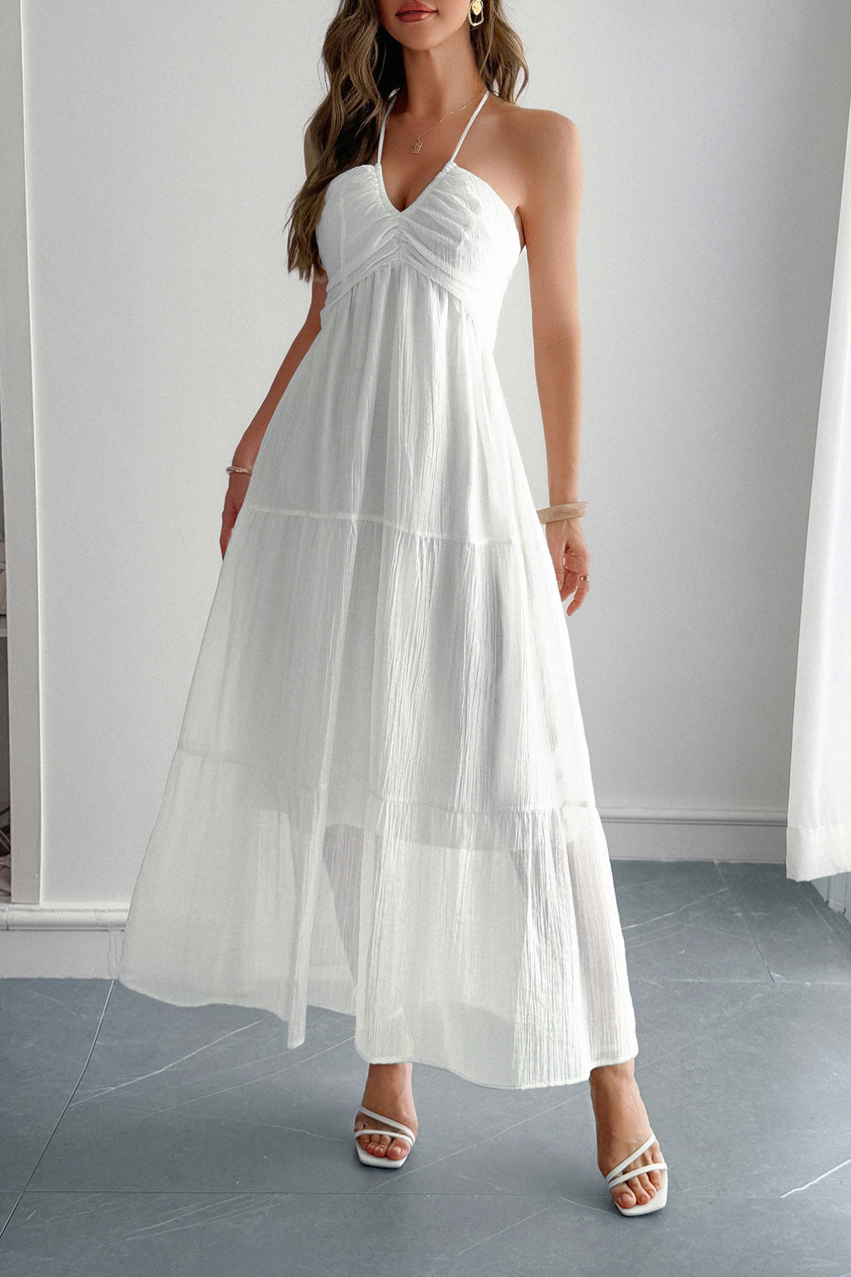 Seaside Halter Vacation Maxi Dress