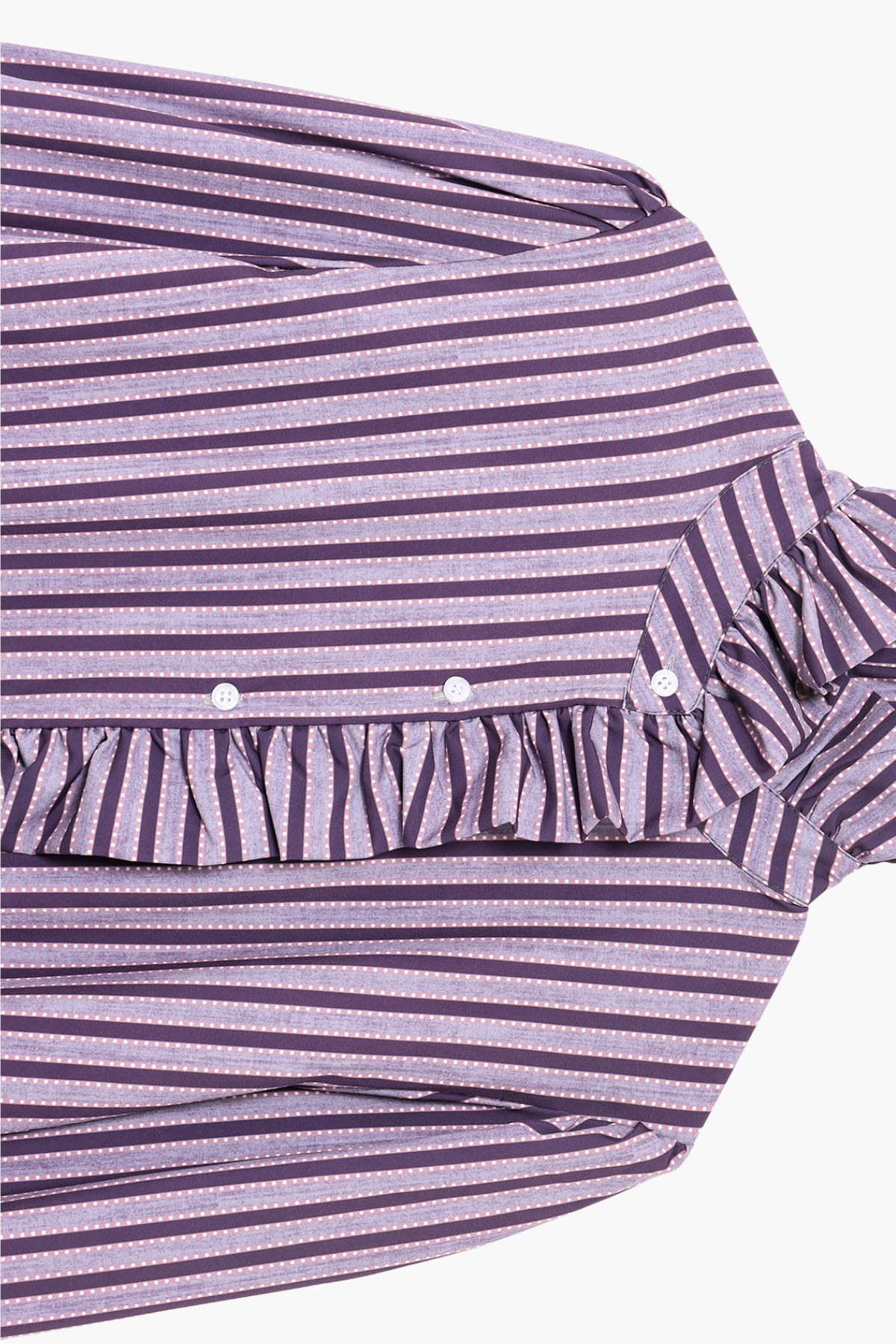 Ruffle Stand Collar Stripe Shirt