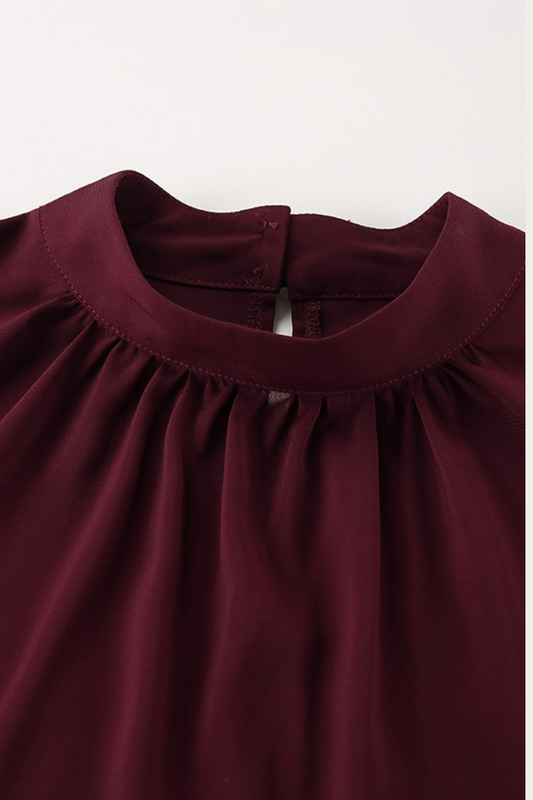 Ruffled Stand Collar Chiffon Blouse
