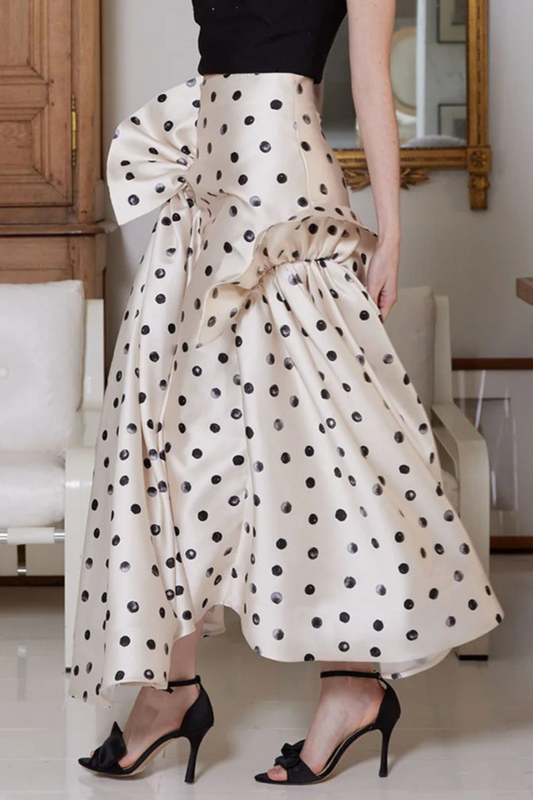 Polka Dot Asymmetric Maxi Skirt