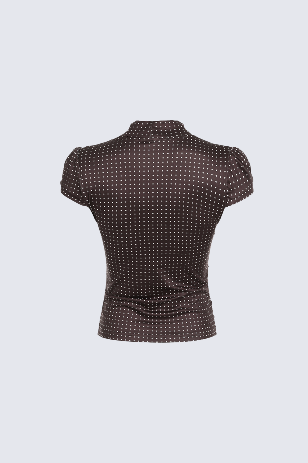 Polka Dot Ruched Tie Neck Blouse