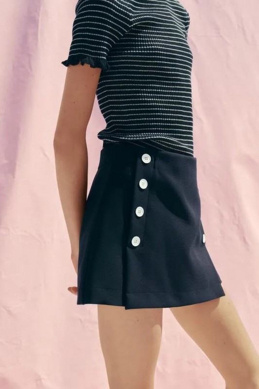 Elegant Solid Polyester Skort