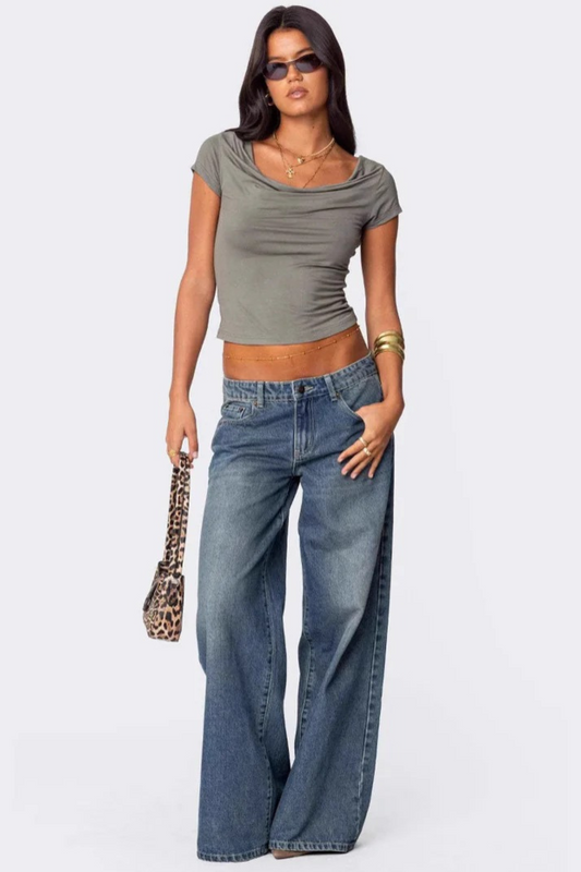 Bow Design Wide Leg Jeans