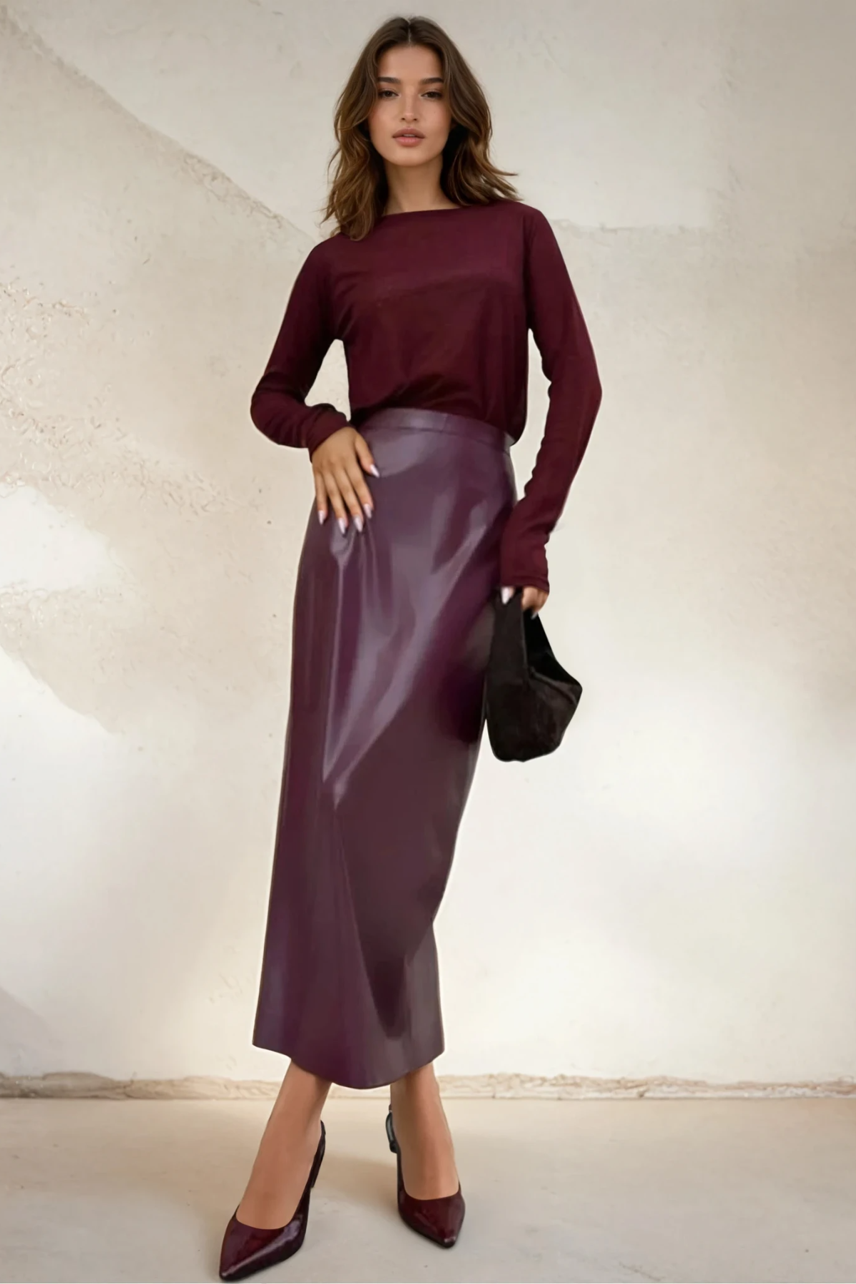 High Waist Leather Skirt