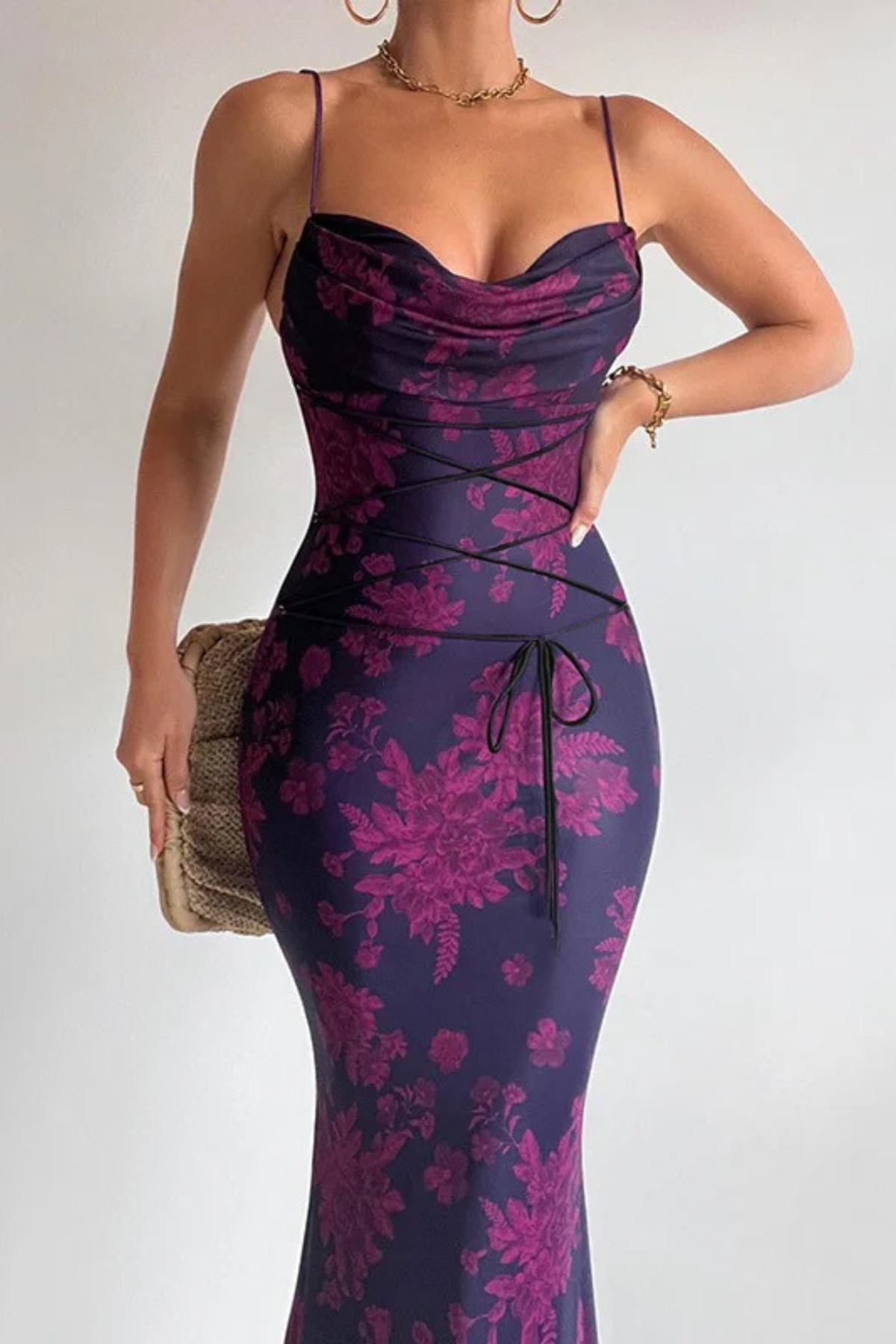 Floral Print Slim Fit Strap Dress