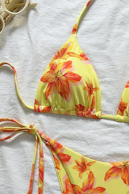 Fresh Floral Halter Bikini Set