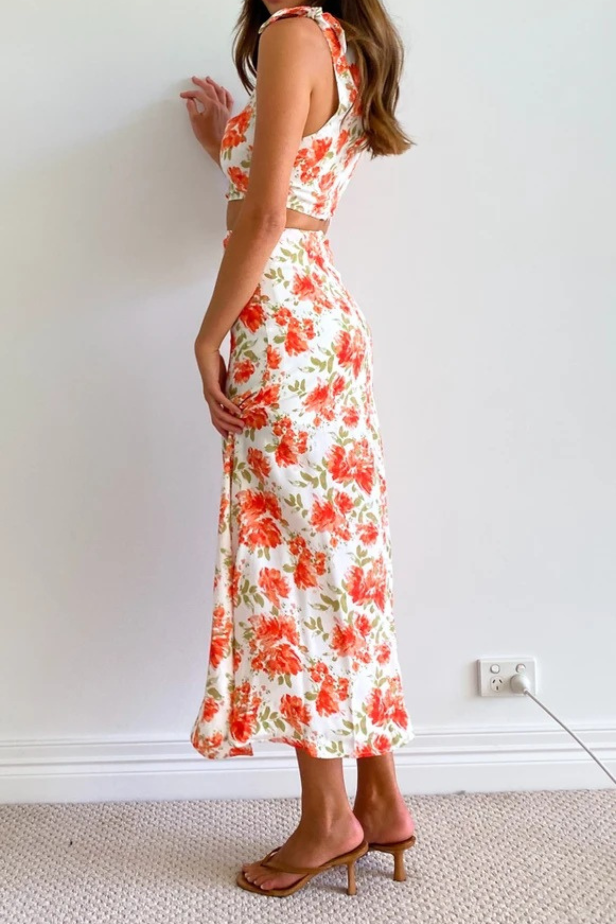 Floral Cutout Midi Dress