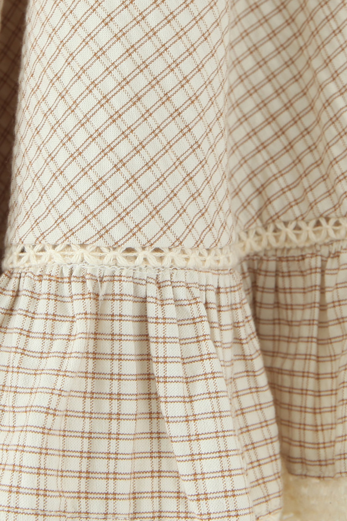 Elegant Gingham Ruffle Embroidery Bottom