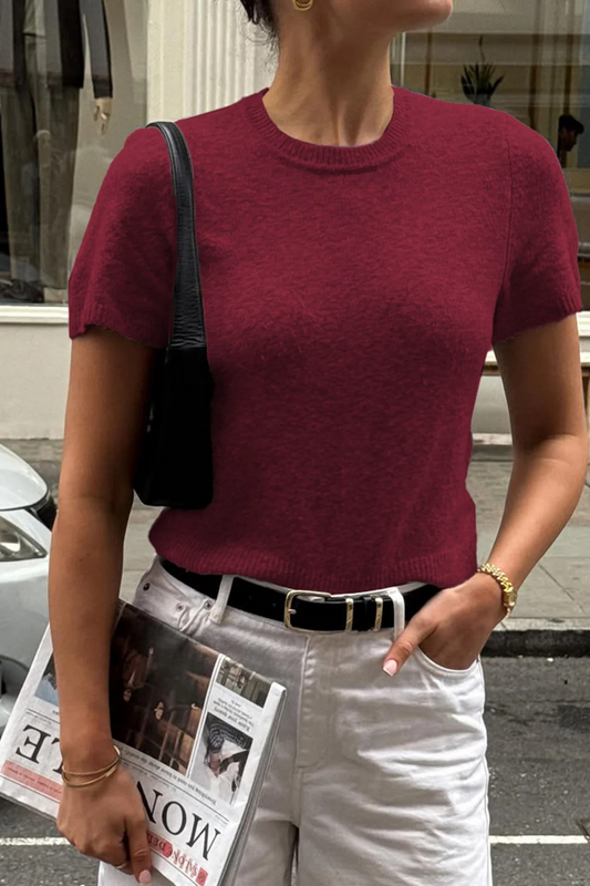 Knit Crew Neck Wool Top