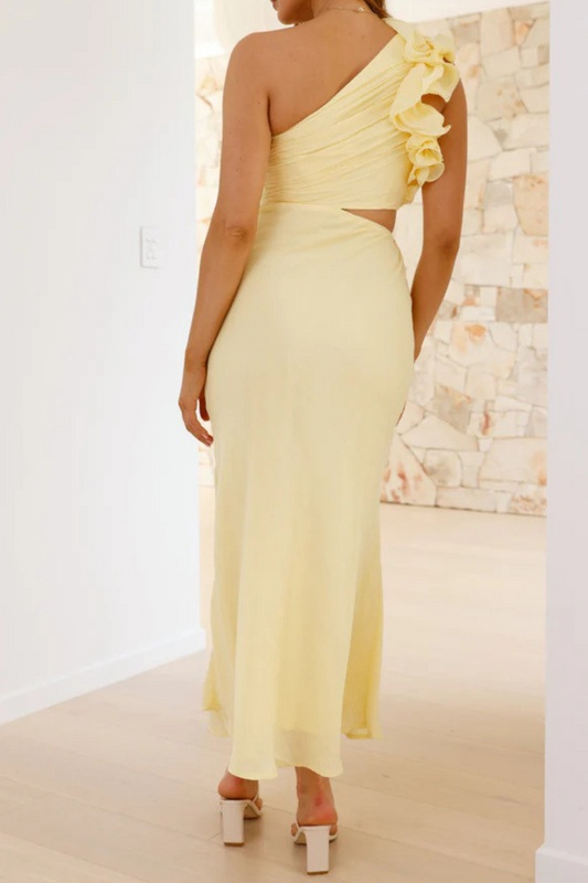 Asymmetric One-Shoulder Cutout Maxi Dress