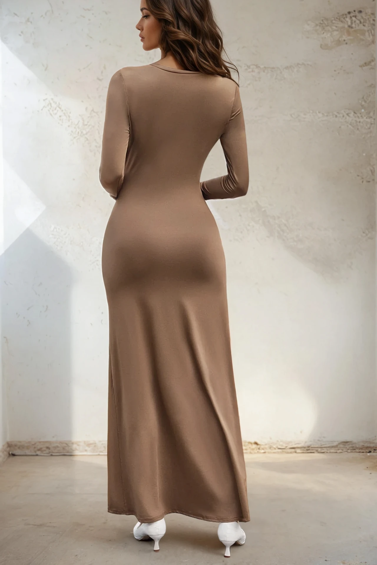 Elegant Asymmetric Ruffle Split Maxi Dress