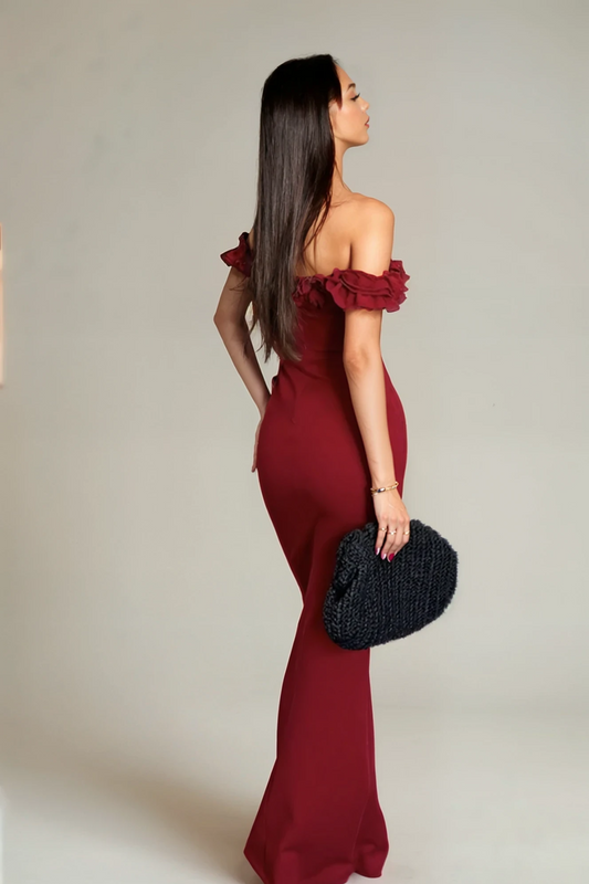 Ruffled Off-Shoulder Tie Dress