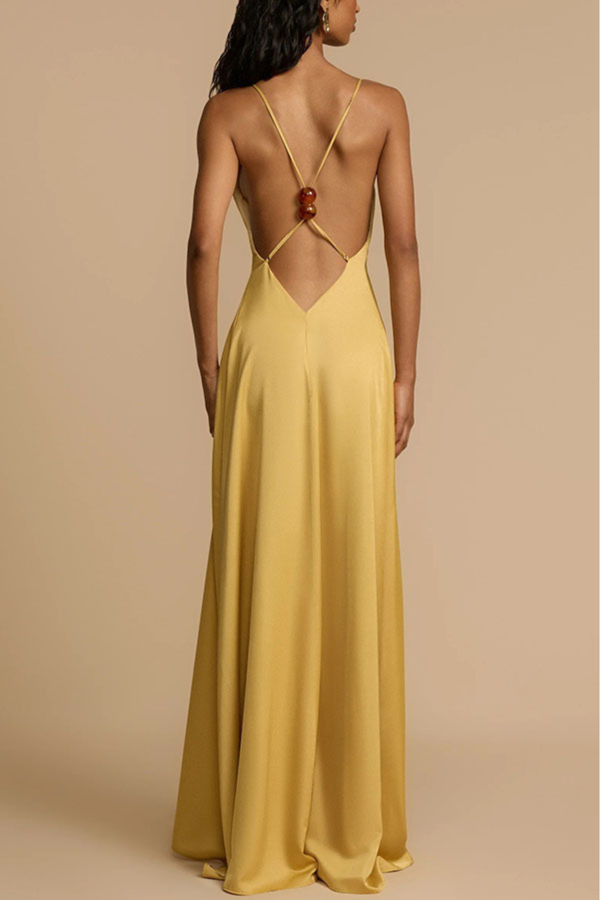 Satin Backless Cutout Maxi Dress
