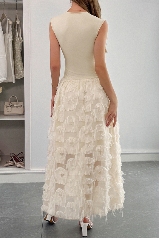 Lace Patchwork Ruched Maxi Dress