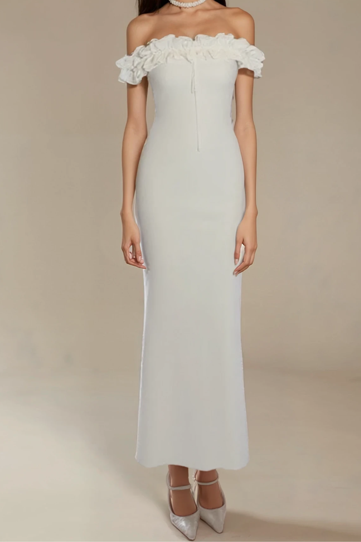 Ruffled Off-Shoulder Tie Dress