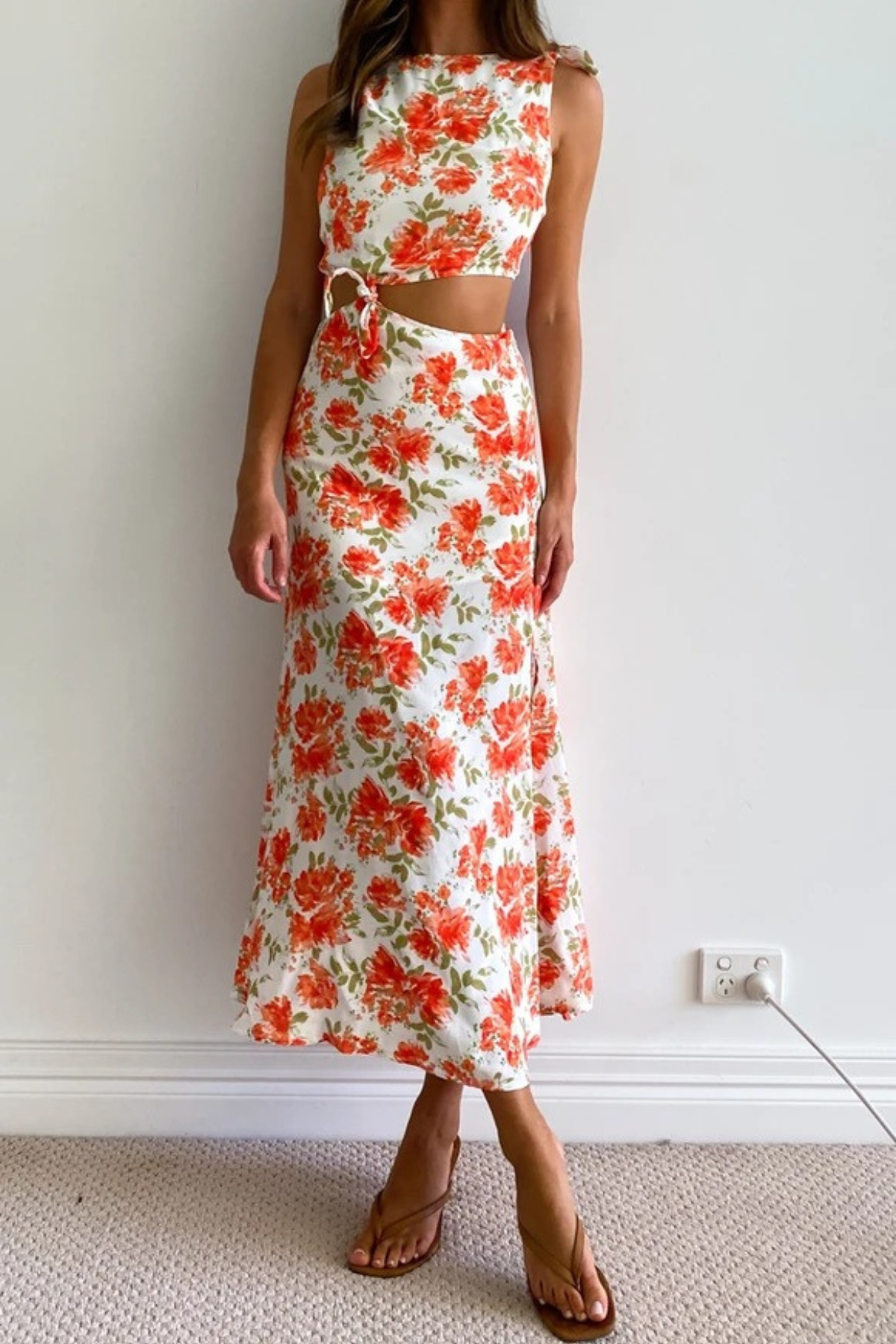 Floral Cutout Midi Dress