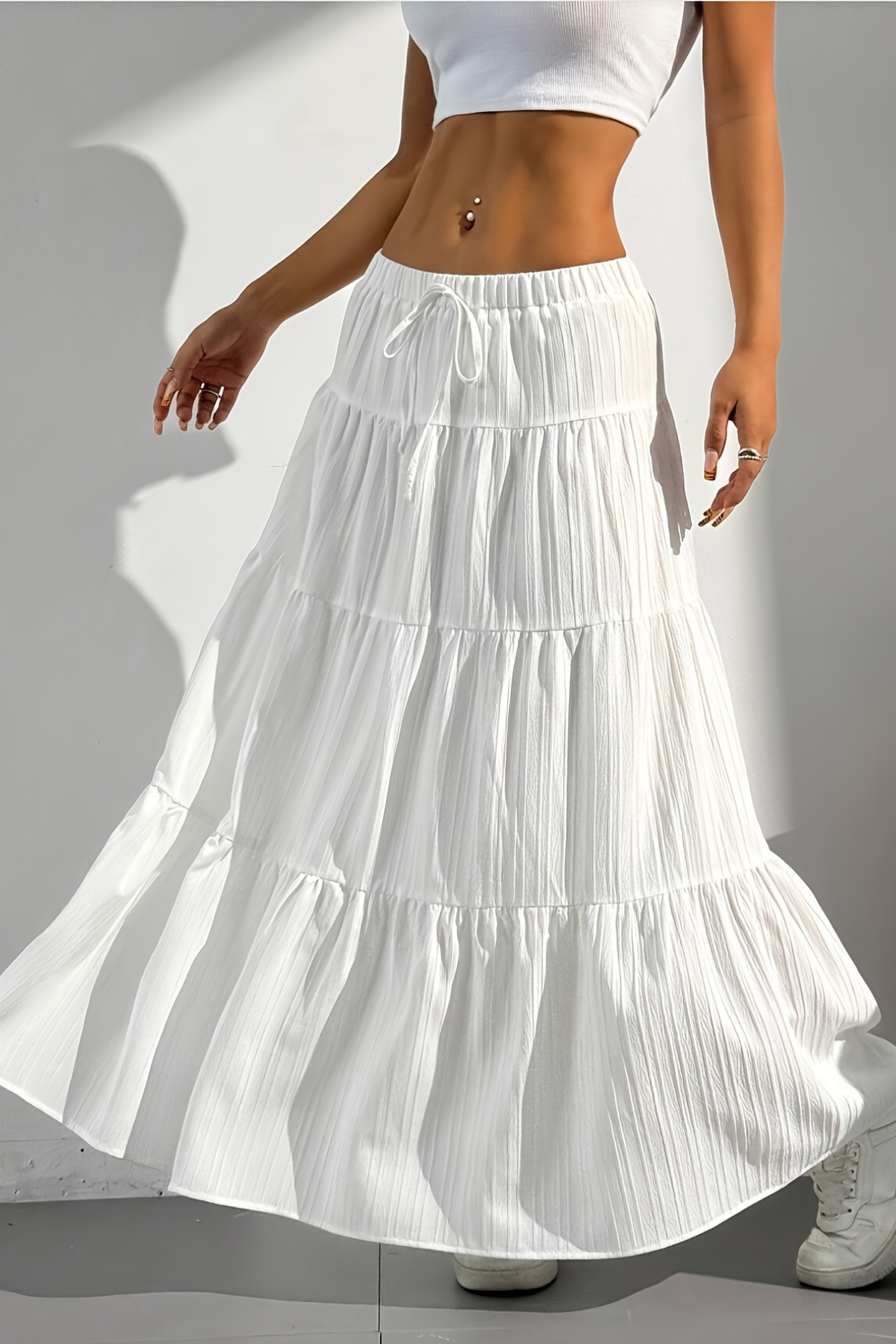 Elegant Tiered A-Line Maxi Skirt