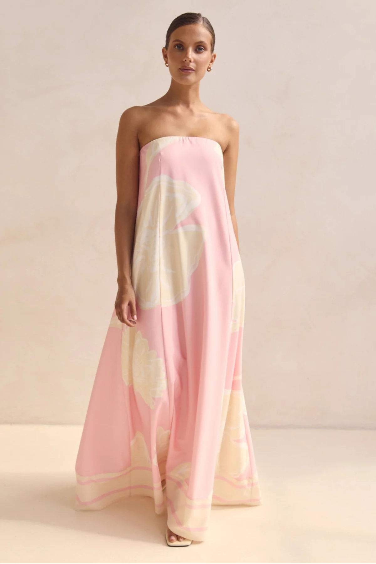 Pink Striped Bandeau Dress