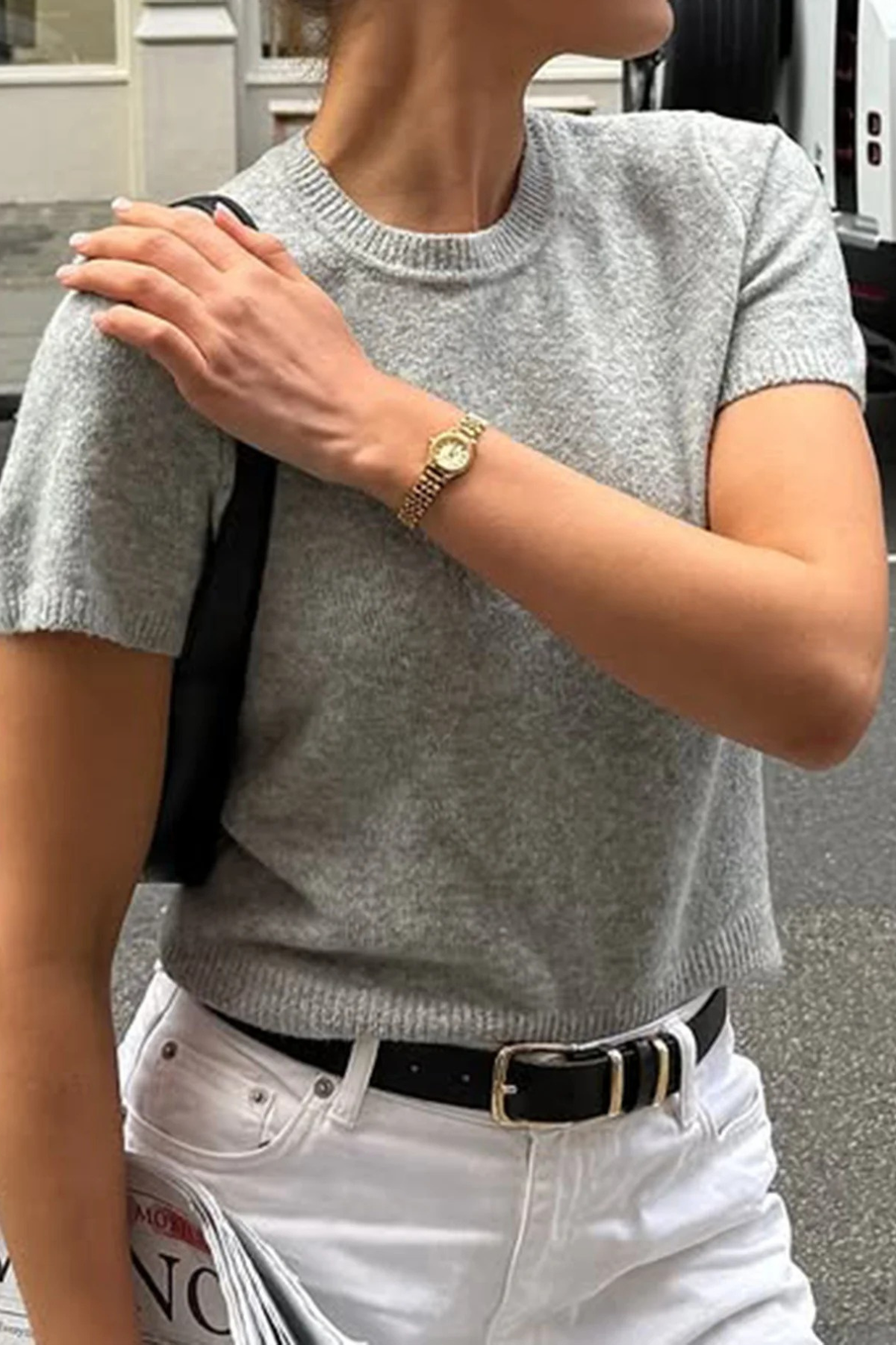 Knit Crew Neck Wool Top