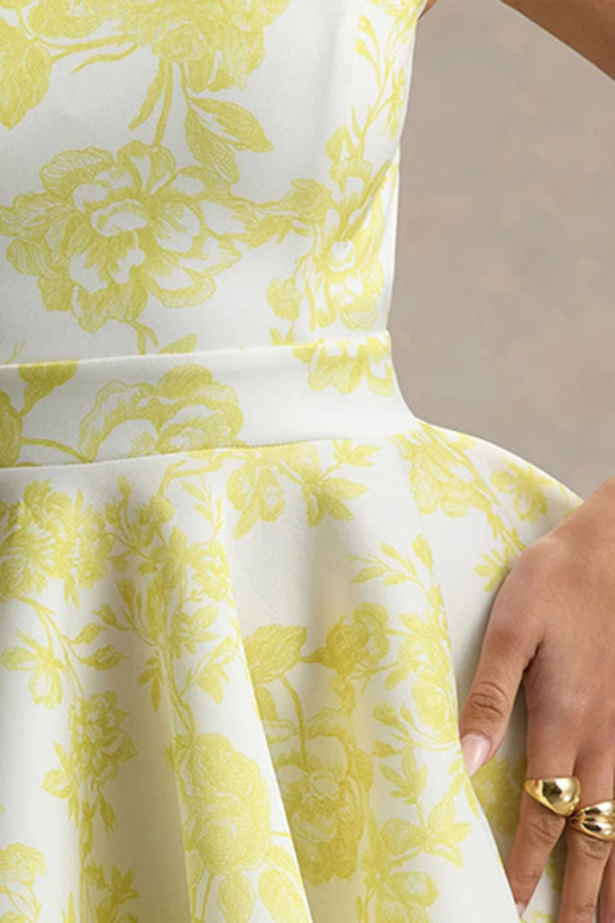 High Waist Elegant Floral Mini Dress