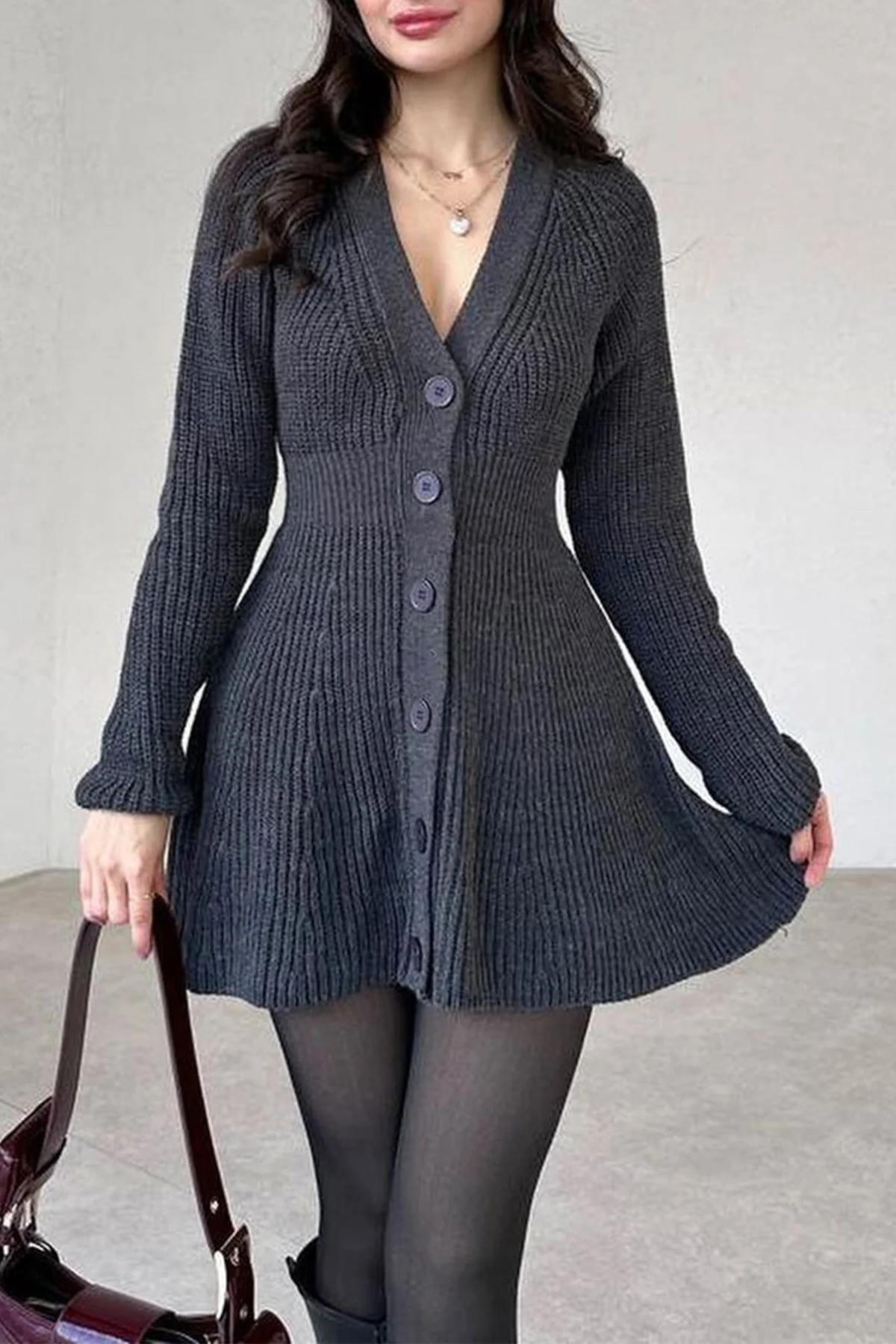 Knit A-Line Sweater Dress