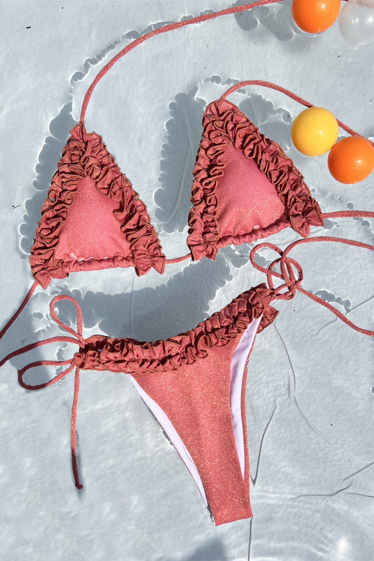 Tied Ruffle Bikini Set