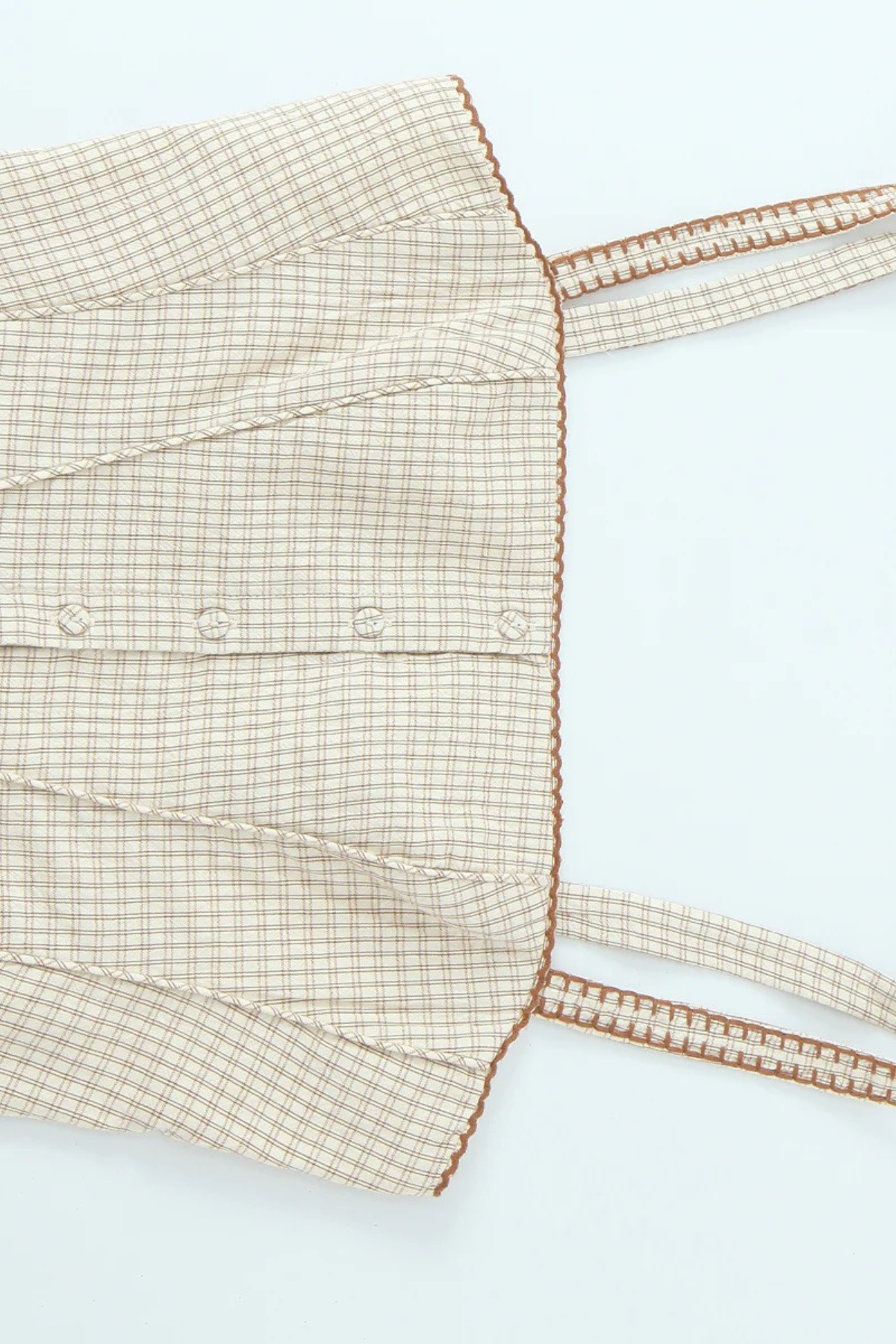 Elegant Gingham Ruffle Embroidery Top