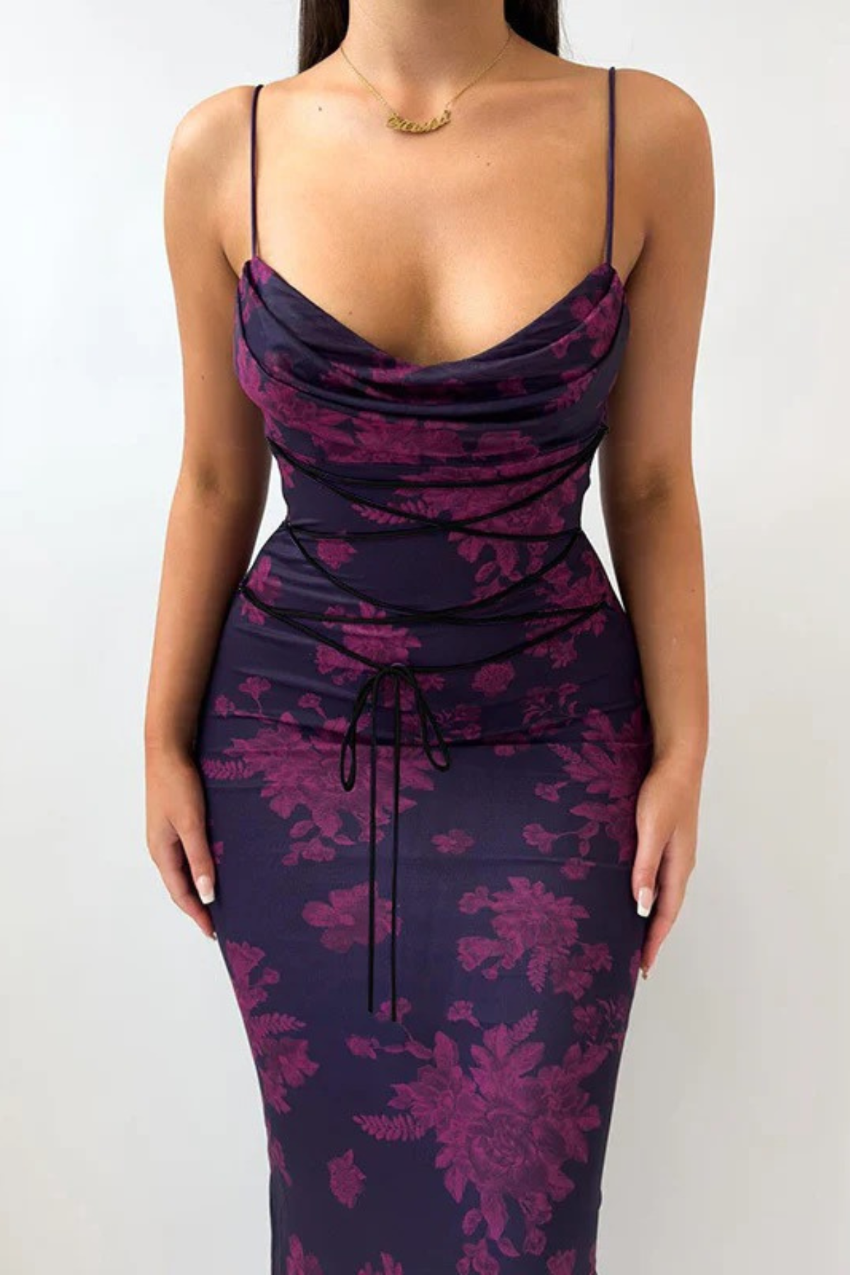 Floral Print Slim Fit Strap Dress