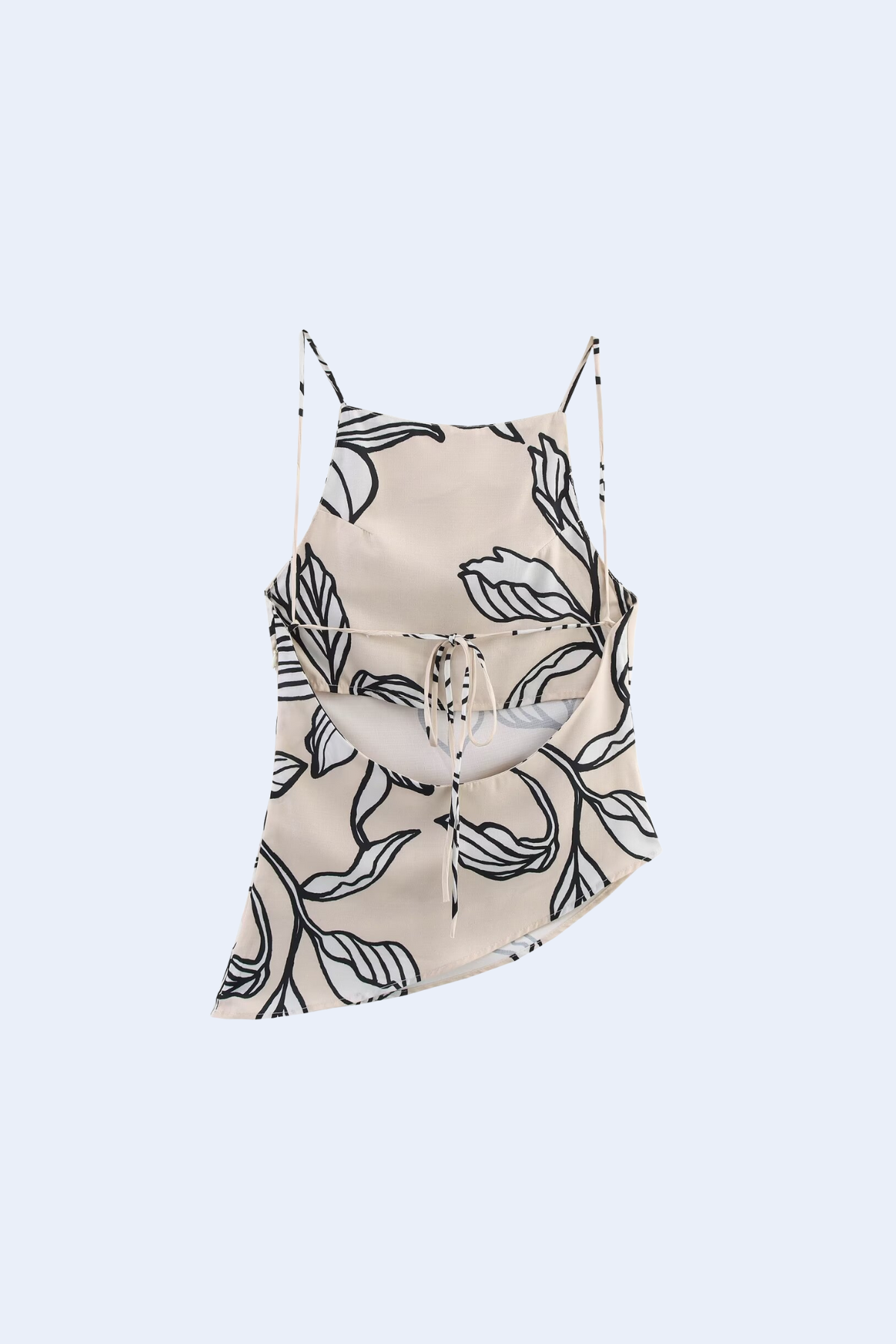 Asymmetric Floral Halter Tank Top