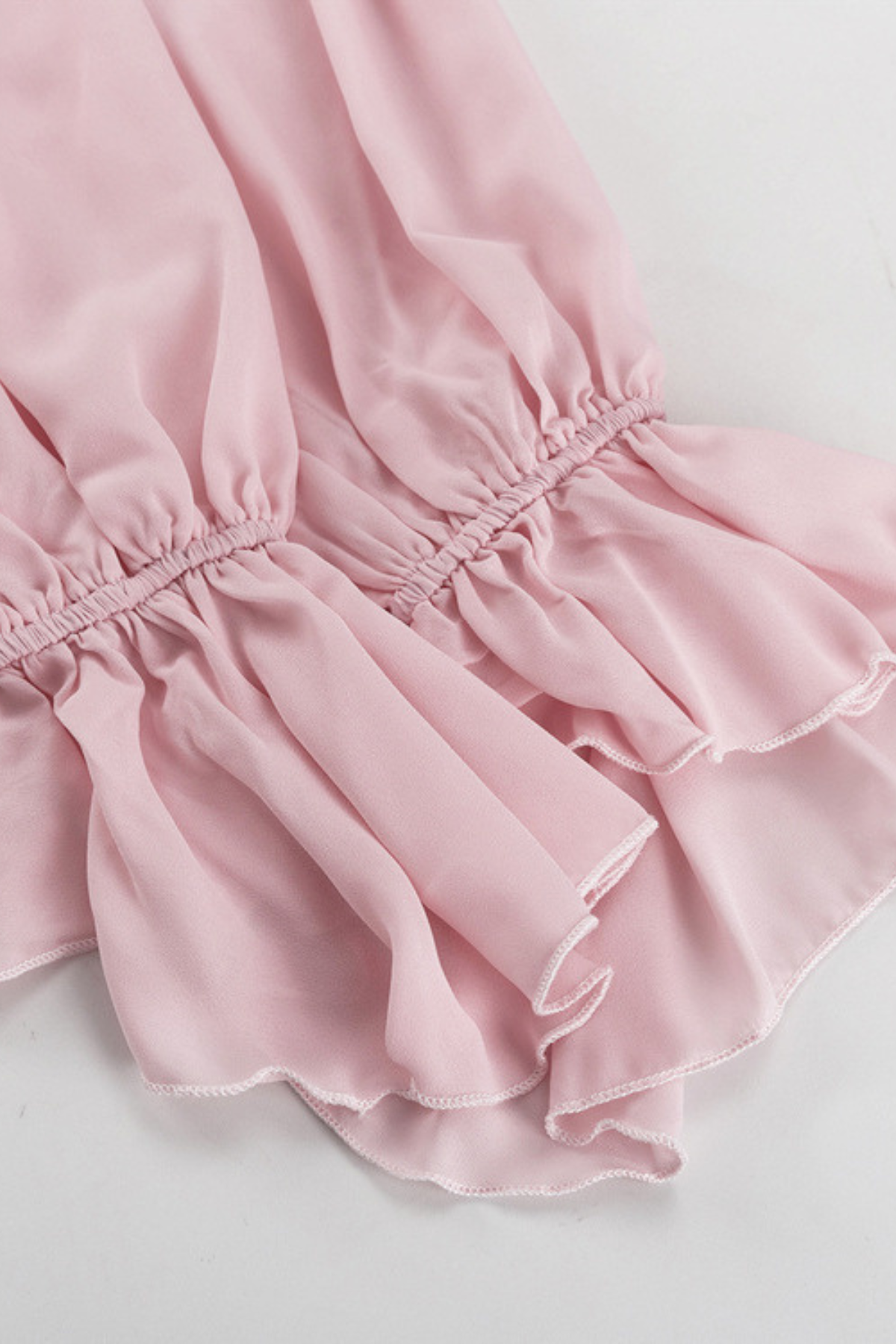 Ruched Lace Tie Blouse