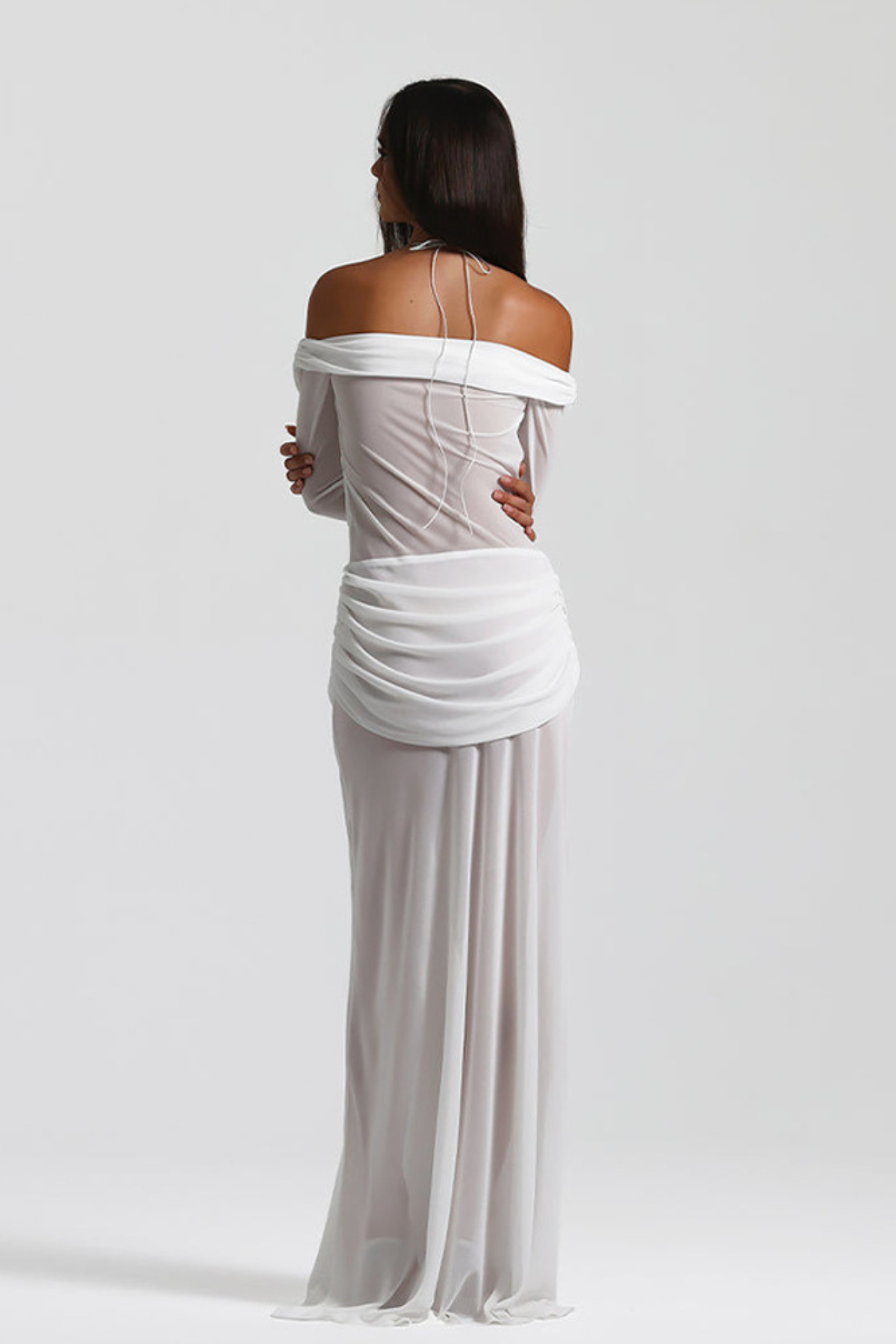 Twisted Chiffon Off-Shoulder Maxi Dress