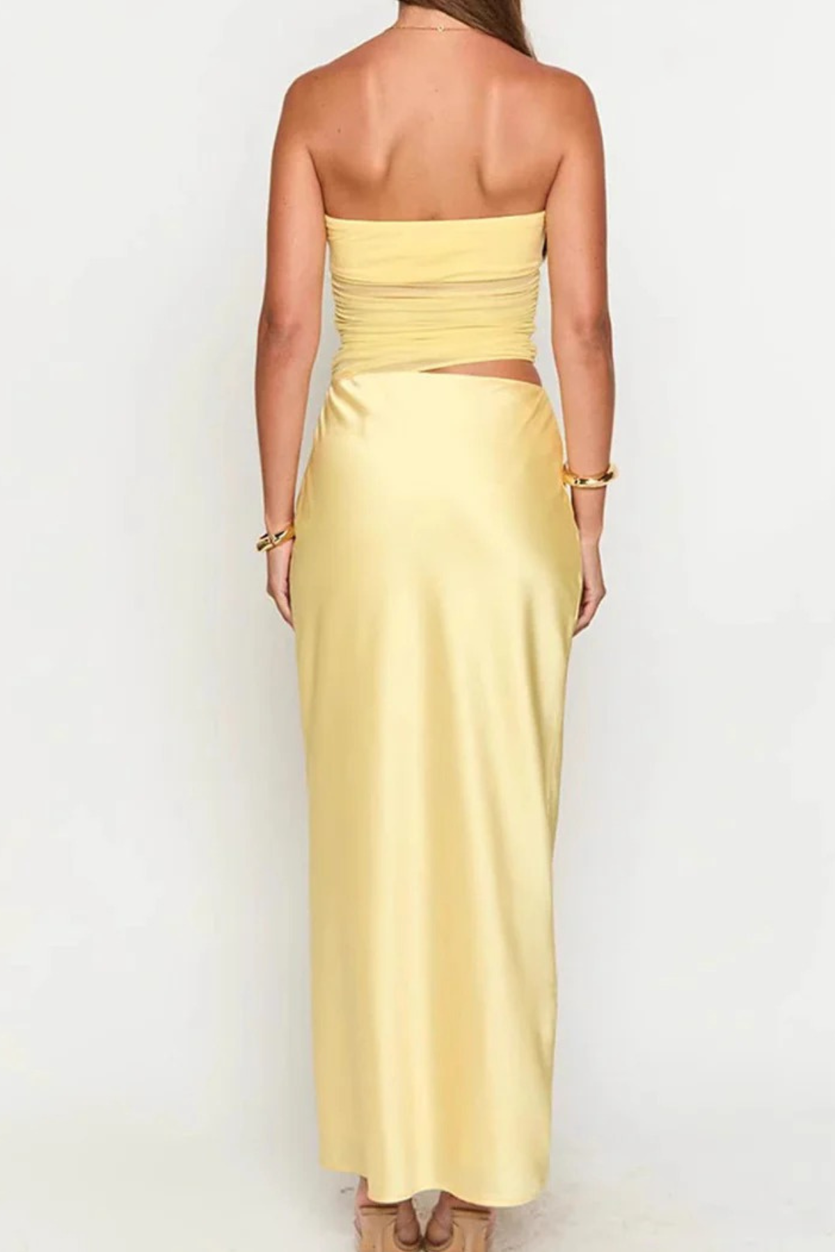 French Satin Cutout Dress