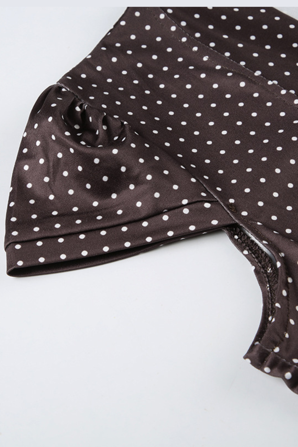 Polka Dot Ruched Tie Neck Blouse