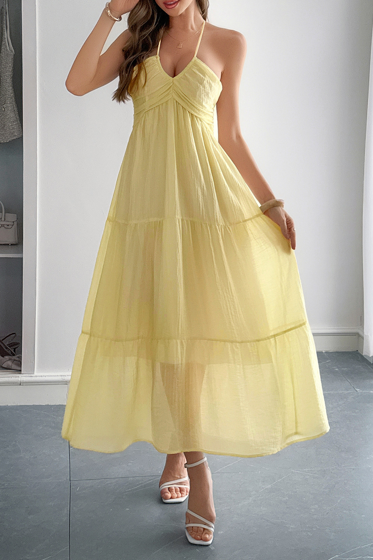 Seaside Halter Vacation Maxi Dress