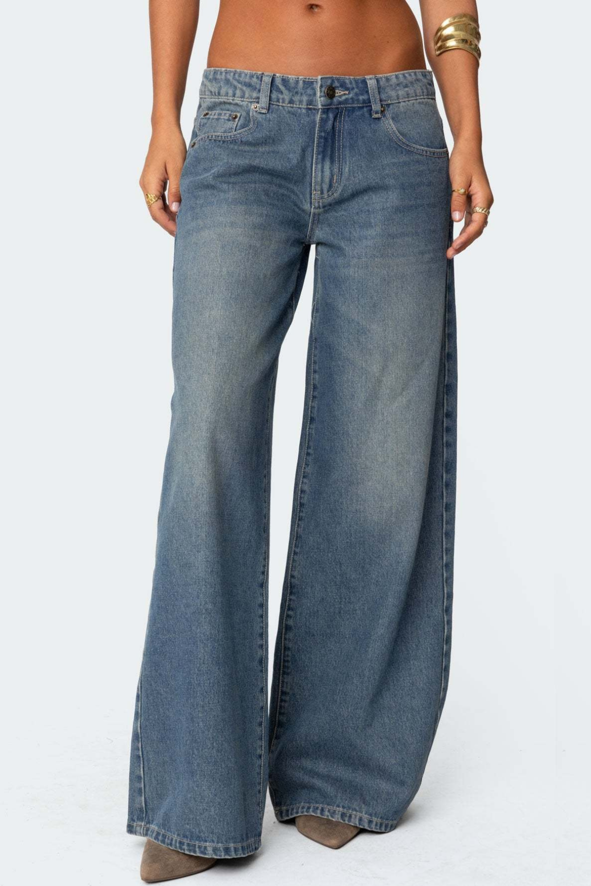 Bow Design Wide Leg Jeans