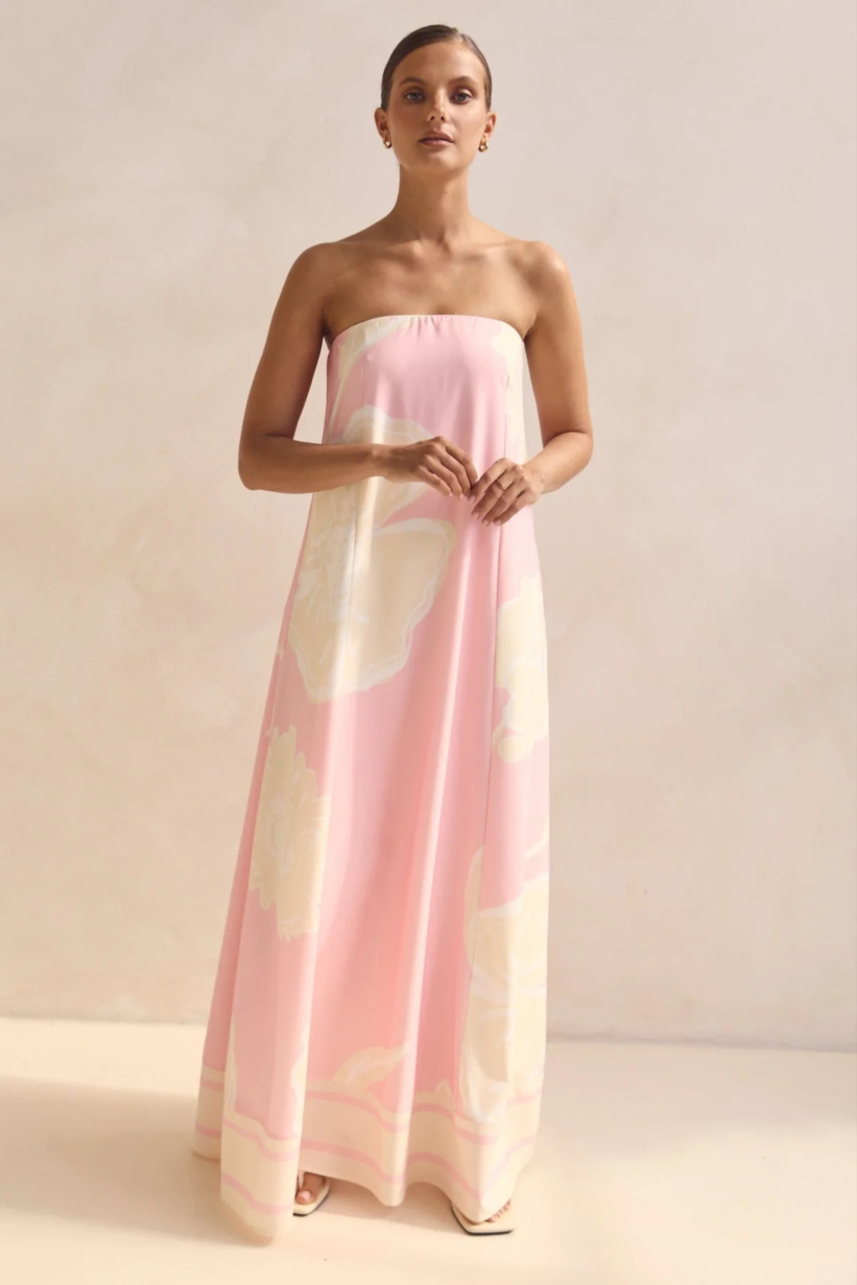 Pink Striped Bandeau Dress