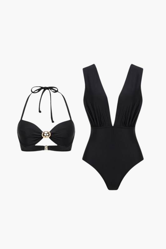 Minimalist Three-Piece Skirt Swim Set