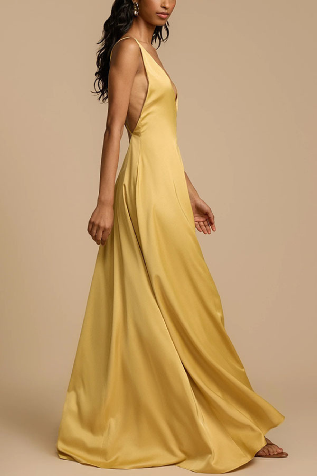 Satin Backless Cutout Maxi Dress