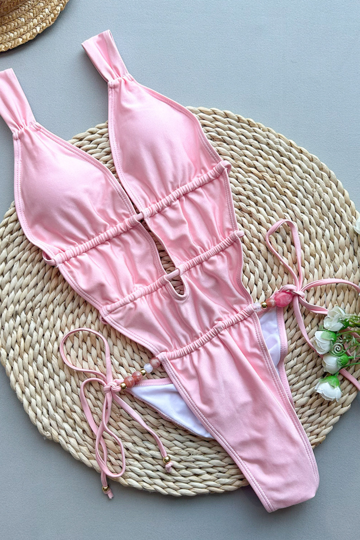 Cut-Out Pink Monokini Swimsuit